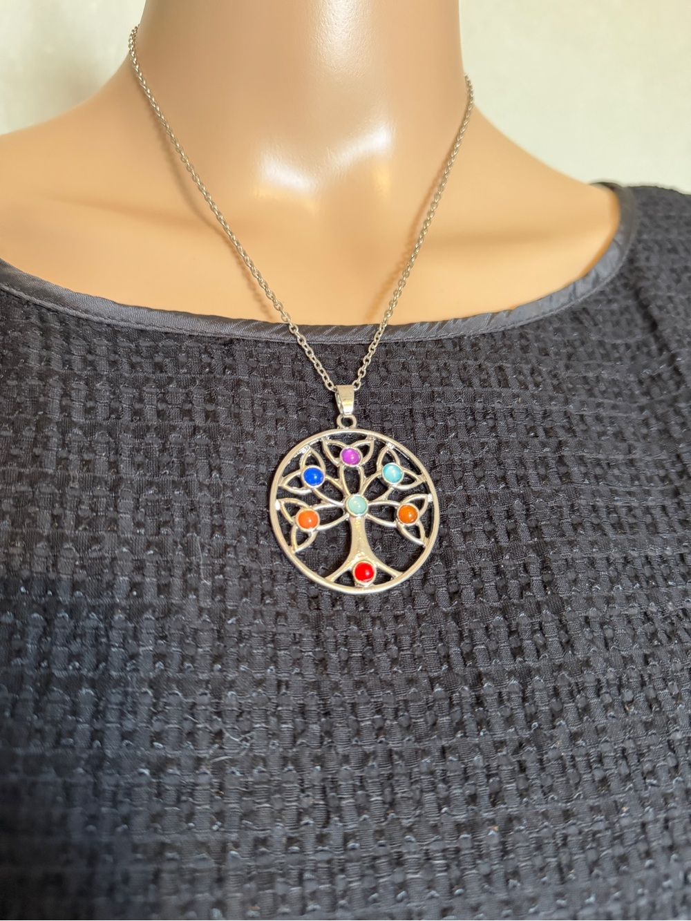 💚$10 or 3 for $25💚 Silver Tree of Life Necklace with Multicolor Stones